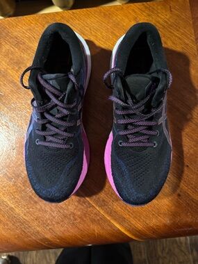Asics Black and Purple Women's Running Sneakers